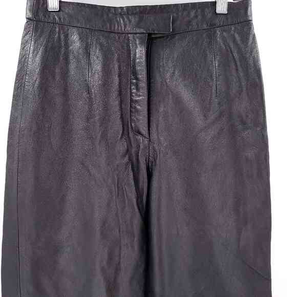 Vintage Black Leather Pants High Waist flat front Size 6 - Picture 2 of 10